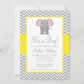 Elephant Chevron Yellow Grey Baby shower Kaart (Voorkant)