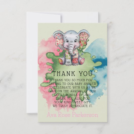 Elephant Chic Girl of Boy Baby shower Bedankt (Voorkant)