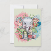 Elephant Chic Girl of Boy Baby shower Bedankt (Achterkant)