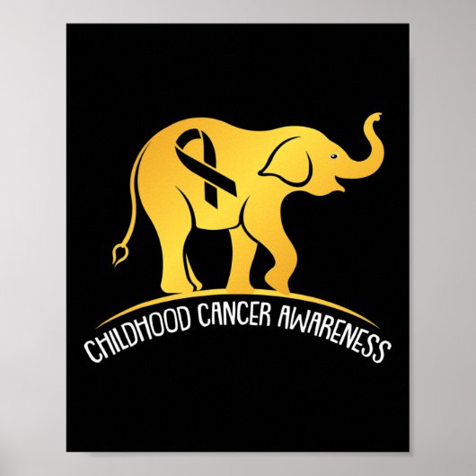 Elephant Childhood Cancer Awareness Ribbon Warrior Poster (Voorkant)