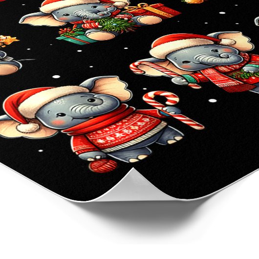 Elephant Christmas Funny Elephant Lover Pajama Men Poster (Hoek)