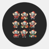 Elephant Christmas Funny Elephant Lover Pajama Men Ronde Sticker (Voorkant)