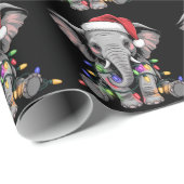 Elephant Christmas Lights Xmas Holiday Wild Animal Cadeaupapier (Rol Hoek)
