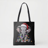 Elephant Christmas Lights Xmas Holiday Wild Animal Tote Bag (Voorkant)
