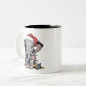 Elephant Christmas Lights Xmas Holiday Wild Animal Tweekleurige Koffiemok (Voorkant links)