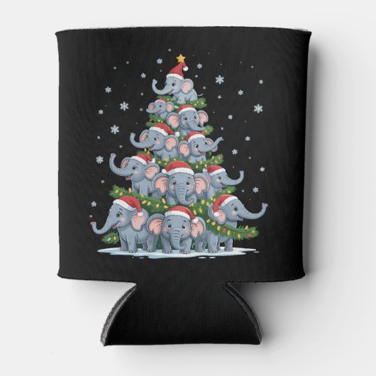 Elephant Christmas Tree Funny Cute Elephant Blikjeskoeler (Voorkant)