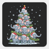 Elephant Christmas Tree Funny Cute Elephant Vierkante Sticker (Voorkant)
