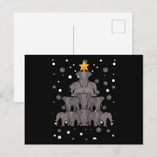 Elephant Christmas Tree Safari Animal Lover Xmas Briefkaart (Voorkant / Achterkant)