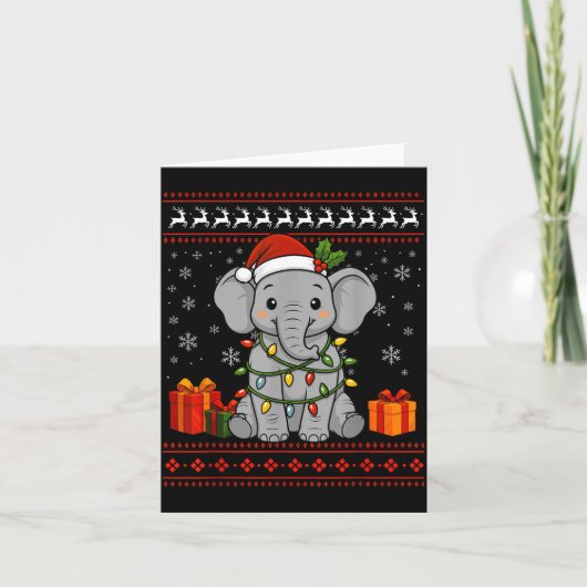 Elephant Christmas Ugly Sweater Elephant Graphic  Kaart (Voorkant)