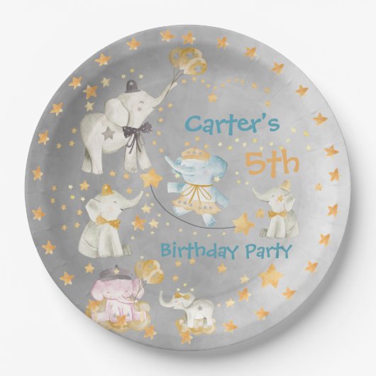 Elephant Circus Birthday Party Paper Bord (Voorkant)