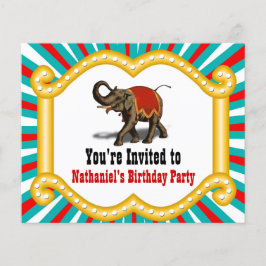 Elephant Circus Kids Birthday Party Invitation
