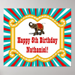Elephant Circus Kinder Boys Birthday Party Banner Poster