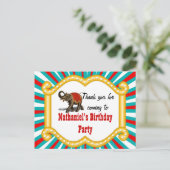 Elephant Circus Kinder Jongens Verjaardag Bedankt Briefkaart (Staand voorkant)