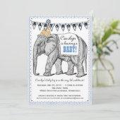 Elephant Circus Parade Baby shower Kaart (Staand voorkant)