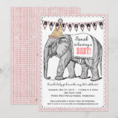  Elephant Circus Parade Baby shower Kaart (Voorkant / Achterkant)