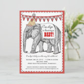 Elephant Circus Parade Baby shower Kaart (Staand voorkant)