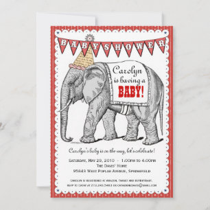 Elephant Circus Parade Baby shower Kaart