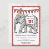  Elephant Circus Parade-uitnodiging - Rood Kaart (Voorkant)