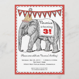 Elephant Circus Parade-uitnodiging - Rood Kaart