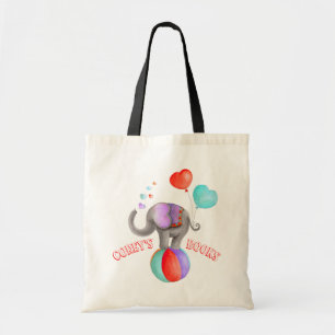 Elephant circus waterverf art name library bag tote bag