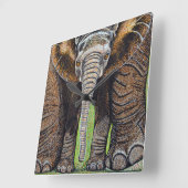 Elephant Clock - Mam en ik Vierkante Klok (Hoek)