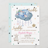 Elephant Cloud, Twinkle Little Star-Baby shower Kaart (Voorkant / Achterkant)