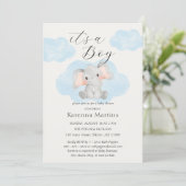 Elephant Clouds: Het is een Baby shower voor jonge Kaart (Staand voorkant)