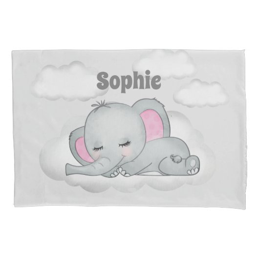 Elephant Clouds Name Kinder Home Decor Kussensloop (Voorkant)