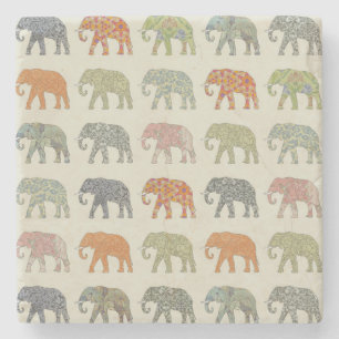 Elephant Colorful Animal Patroon Stenen Onderzetter