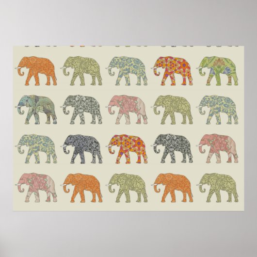 Elephant Colorful Animal Pattern Poster (Voorkant)