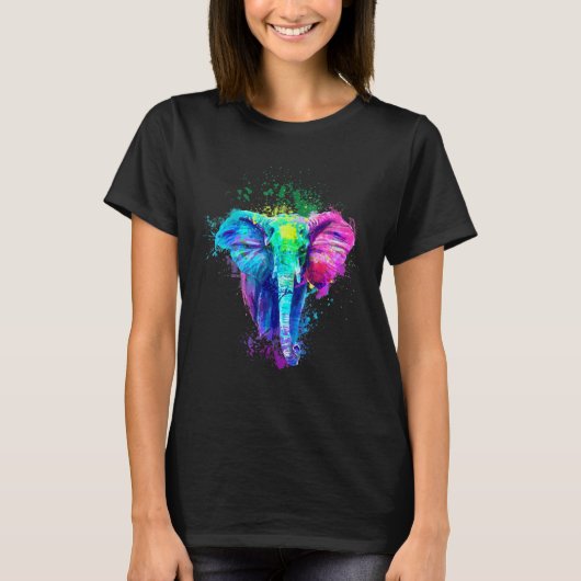 Elephant Colorful Art Style Elephant T-shirt (Voorkant)