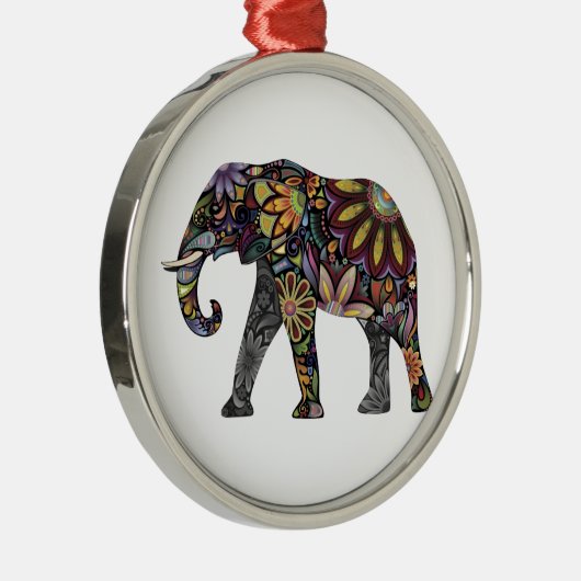 Elephant Colorful Metalen Ornament (Rechts)