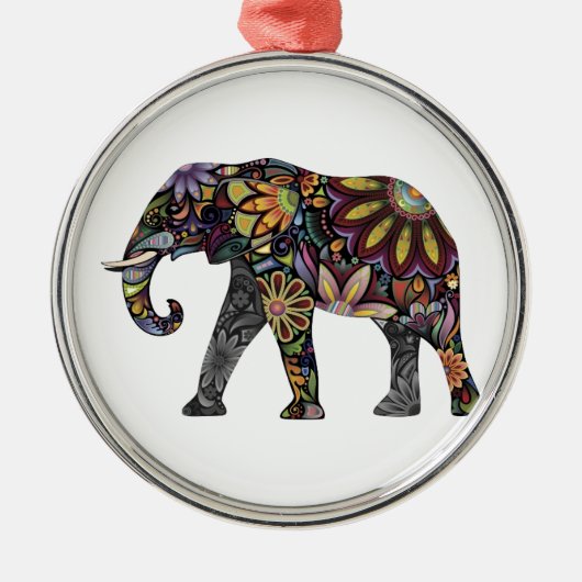 Elephant Colorful Metalen Ornament (Voorkant)