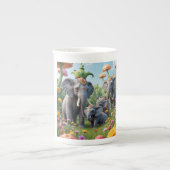 Elephant colourful whimsical mug porselein kop (Voorkant)