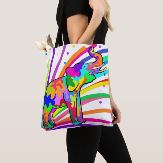 Elephant Confetti Colorful Art Safari Tote Bag (Dichtbij)
