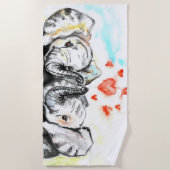 Elephant Couple Beach Towel Love Painting Strandlaken (Voorkant)