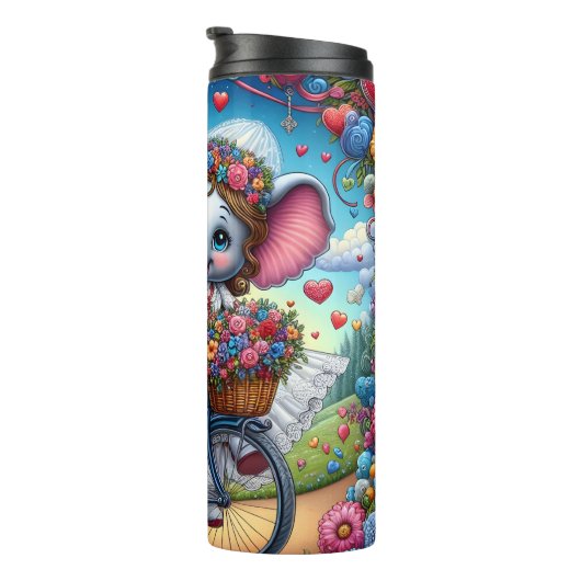 Elephant Couple Bicycle Wedding Thermosbeker (Geroteerd rechts)