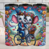 Elephant Couple Bicycle Wedding Thermosbeker