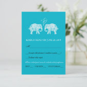 Elephant Couple Heart Custom Color Weddenschap RSV RSVP Kaartje (Staand voorkant)