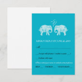 Elephant Couple Heart Custom Color Weddenschap RSV RSVP Kaartje (Voorkant / Achterkant)