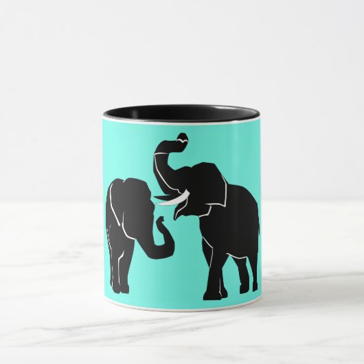 Elephant Couple Mok Aangepaste kleuren (Midden)