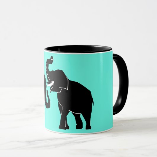 Elephant Couple Mok Aangepaste kleuren (Voorkant rechts)