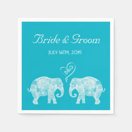 Elephant Couple Tons of Love Custom Wedding Servet