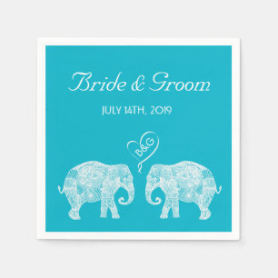 Elephant Couple Tons of Love Custom Wedding Servet