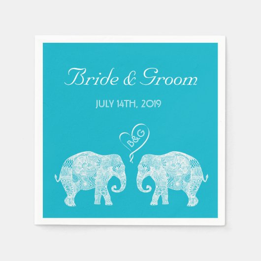 Elephant Couple Tons of Love Custom Wedding Servet (Voorkant)