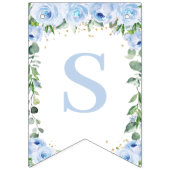 Elephant Crescent Moon Blue Floral Boy Baby shower Vlaggetjes (Tweede vlag)