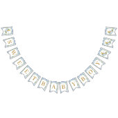 Elephant Crescent Moon Blue Floral Boy Baby shower Vlaggetjes (Alle)