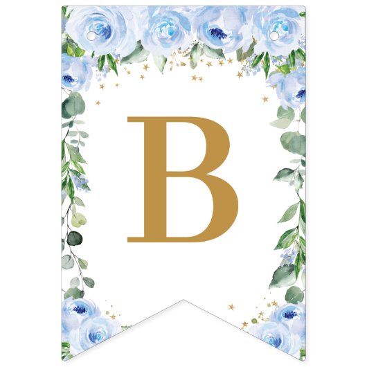 Elephant Crescent Moon Blue Florence Baby shower Vlaggetjes (Tweede vlag)