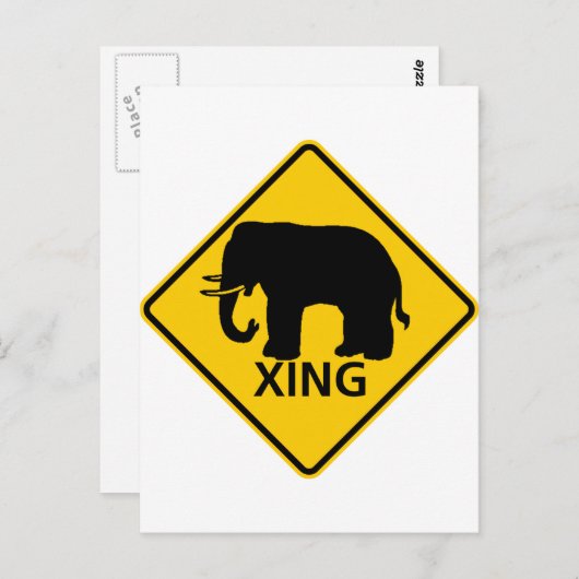 Elephant Crossing Highway Sign Briefkaart (Voorkant / Achterkant)