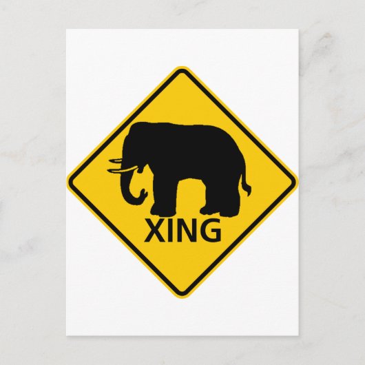 Elephant Crossing Highway Sign Briefkaart (Voorkant)